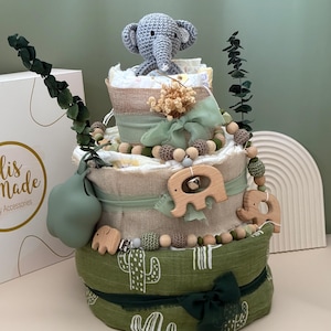 Windeltorte neutral, Waldtiere Windeltorte, Geschenk zur Geburt, Windeln, Babyparty geschenk, Babyparty