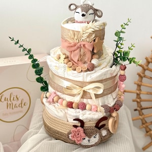 Windeltorte neutral, Waldtiere Windeltorte, Geschenk zur Geburt, Windeln, Babyparty geschenk, Babyparty