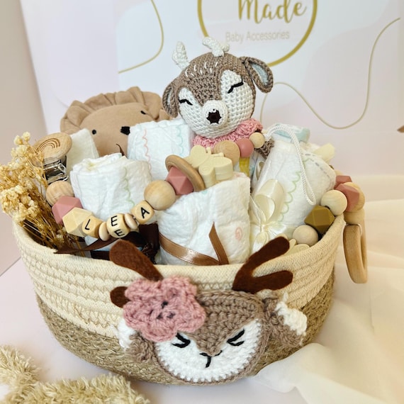 Windelkorb für Mädchen: süße Windeltorte, Geburtsgeschenk, Babyparty