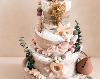 Windeltorte Mädchen Rosa, windeltorte, Personalisierte Windeltorte