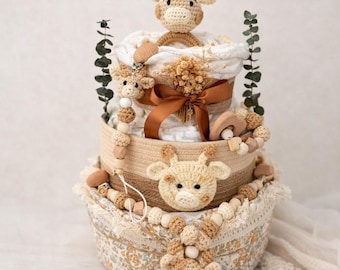Windeltorte neutral , Elefant Grün, Geschenk zur Geburt, Baby Geschenk neutral, für Junge und Mädchen , Baby Party Geschenk