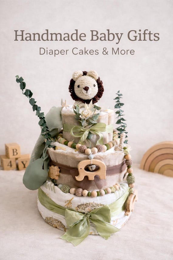Windeltorte Löwe Boho | Safari Windeltorte Junge | Baby Shower Geschenk | Diaper Cake Boy | Geschenk zur Geburt