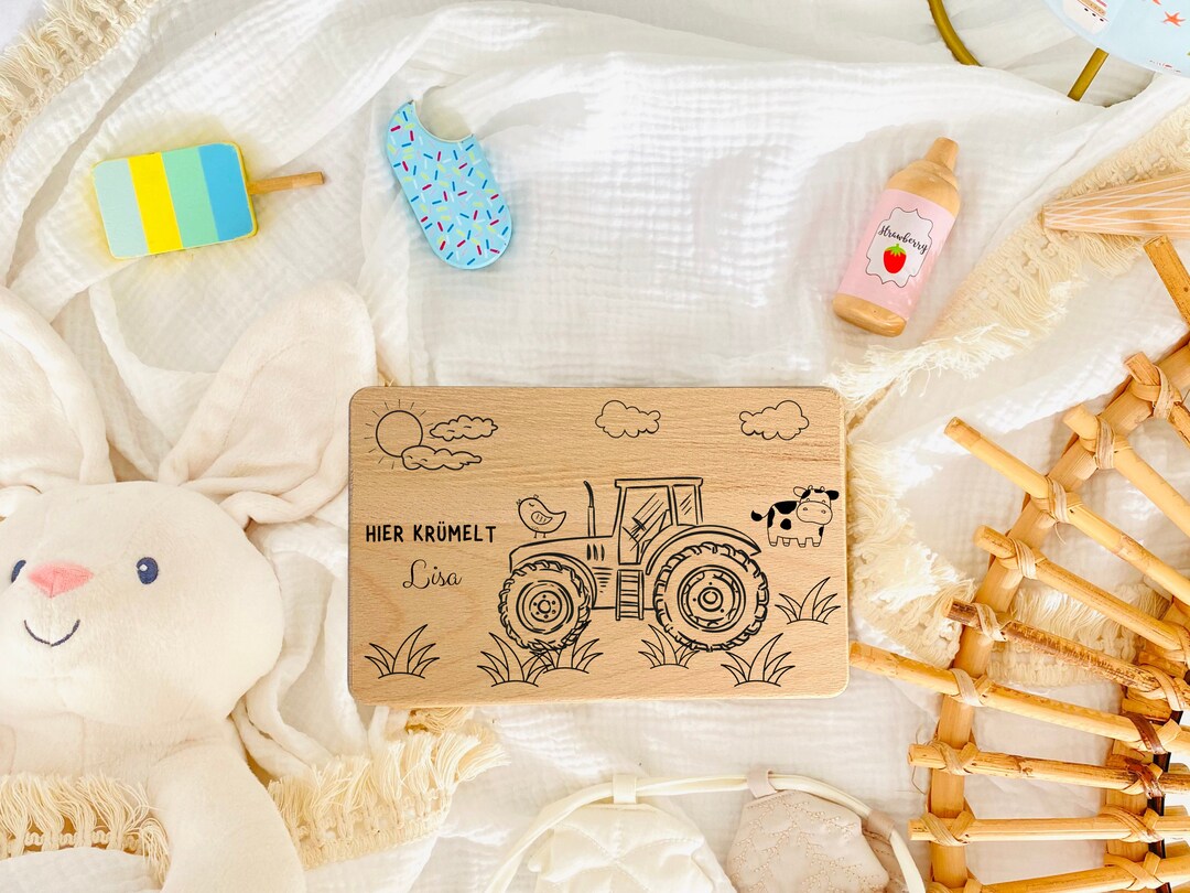 Frühstücksbrettchen Für Kinder Mit Elefant-Motiv, Aus Massivholz, Ca. 20 X 17 X 1 Cm – Spülmaschinenfest & Antibakteriell