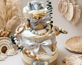Diaper cake baby gift for baby boy and baby girl