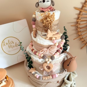 Premium Windeltorte Reh Waldprinzessin – Geschenk zur Geburt Mädchen