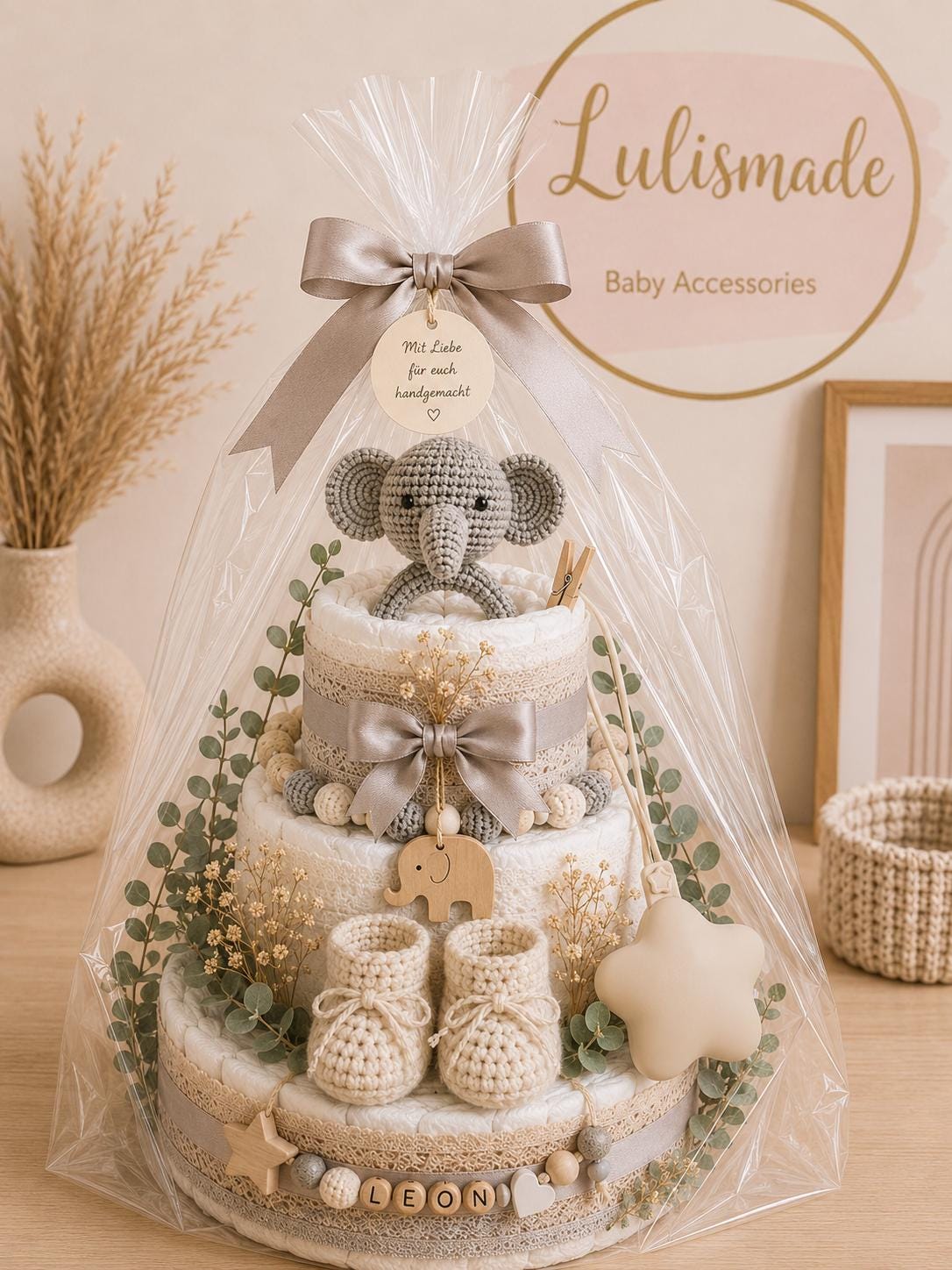 Personalized Diaper Cake for a Boy With an Elephant | Baby Shower Gift ...