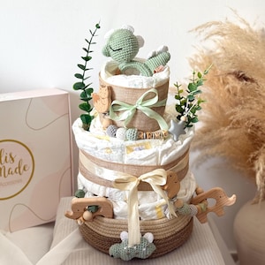 Windeltorte neutral, Waldtiere Windeltorte, Geschenk zur Geburt, Windeln, Babyparty geschenk, Babyparty