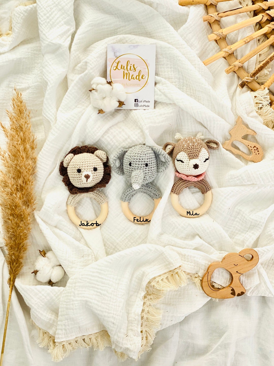 TAUFE / GEBURT / BABY Geschenk Baby Rassel elefant - Etsy