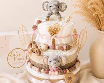 Luiertaart voor meisjes in boho-stijl | Gepersonaliseerd kraamcadeau | Handgemaakt kraamcadeau | LulisMade