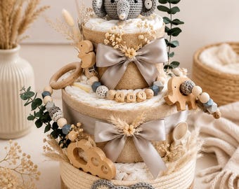 Diaper cake baby gift for baby boy and baby girl