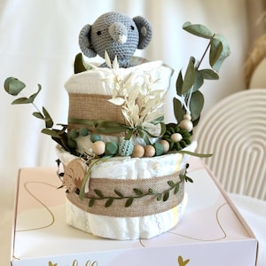 Windeltorte neutral, Waldtiere Windeltorte, Geschenk zur Geburt, Windeln, Babyparty geschenk, Babyparty