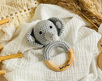 TAUFE / GEBURT / BABY Geschenk Baby Rassel "Elefant"