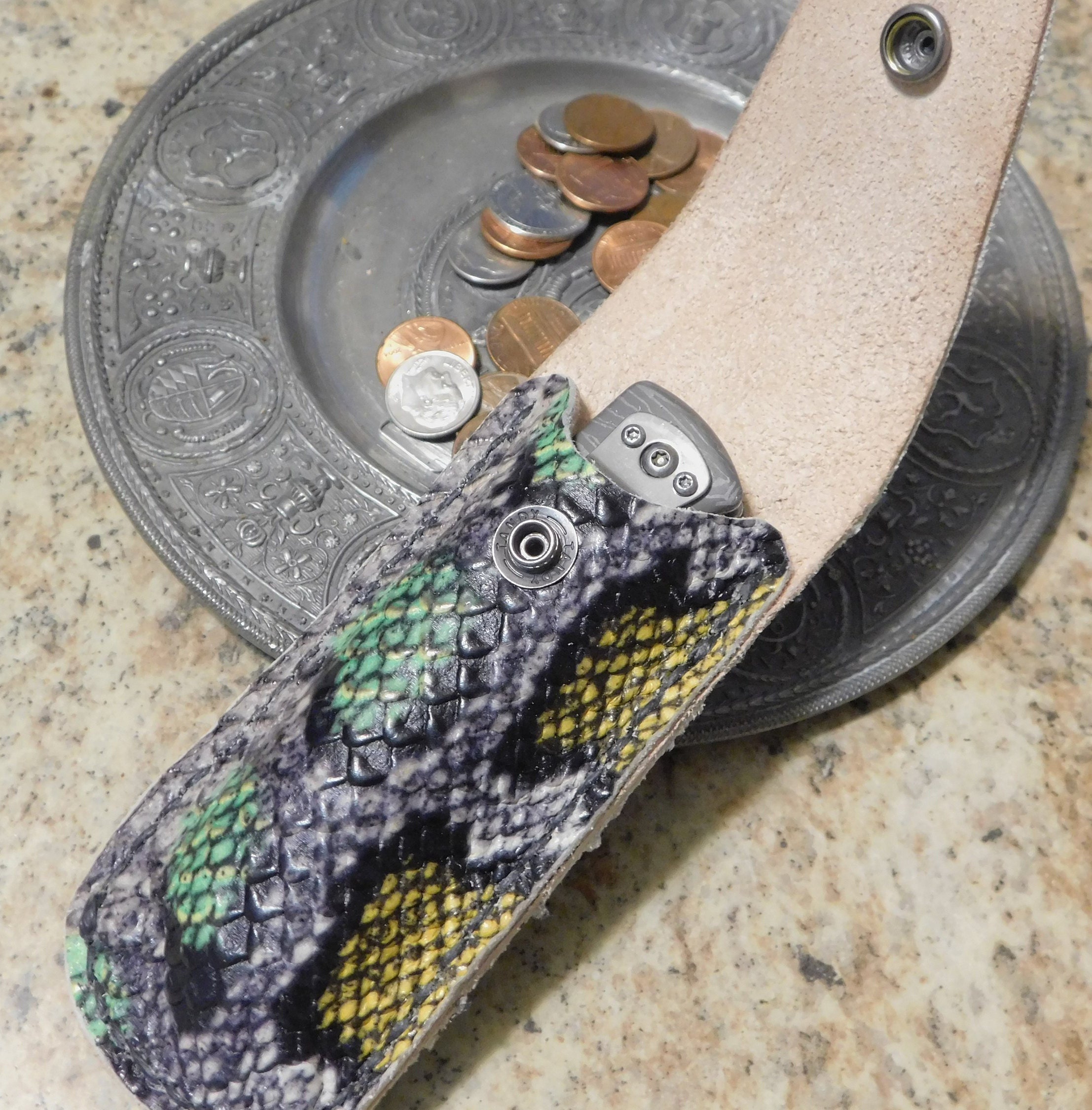 Handcrafted Leather Knife Sheath Faux Snake Skin Fits 44 Etsy Ireland