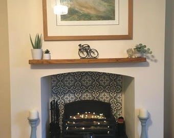 Rustic Floating Mantel Shelf: Narrow Solid Wood Ledge, 5 Finishes