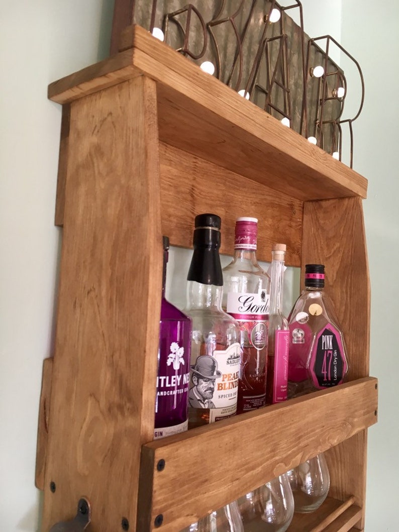 Wall Mounted Home Bar Drinks Rack Gin Rack Cocktail Etsy