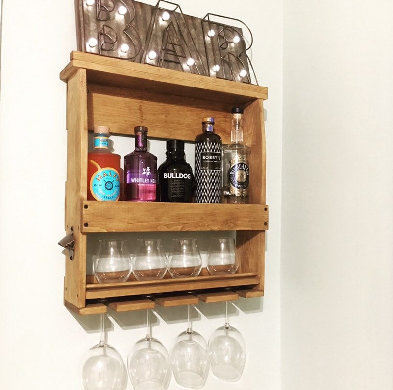 Wall Mounted Home Bar Drinks Rack Gin Rack Cocktail Etsy