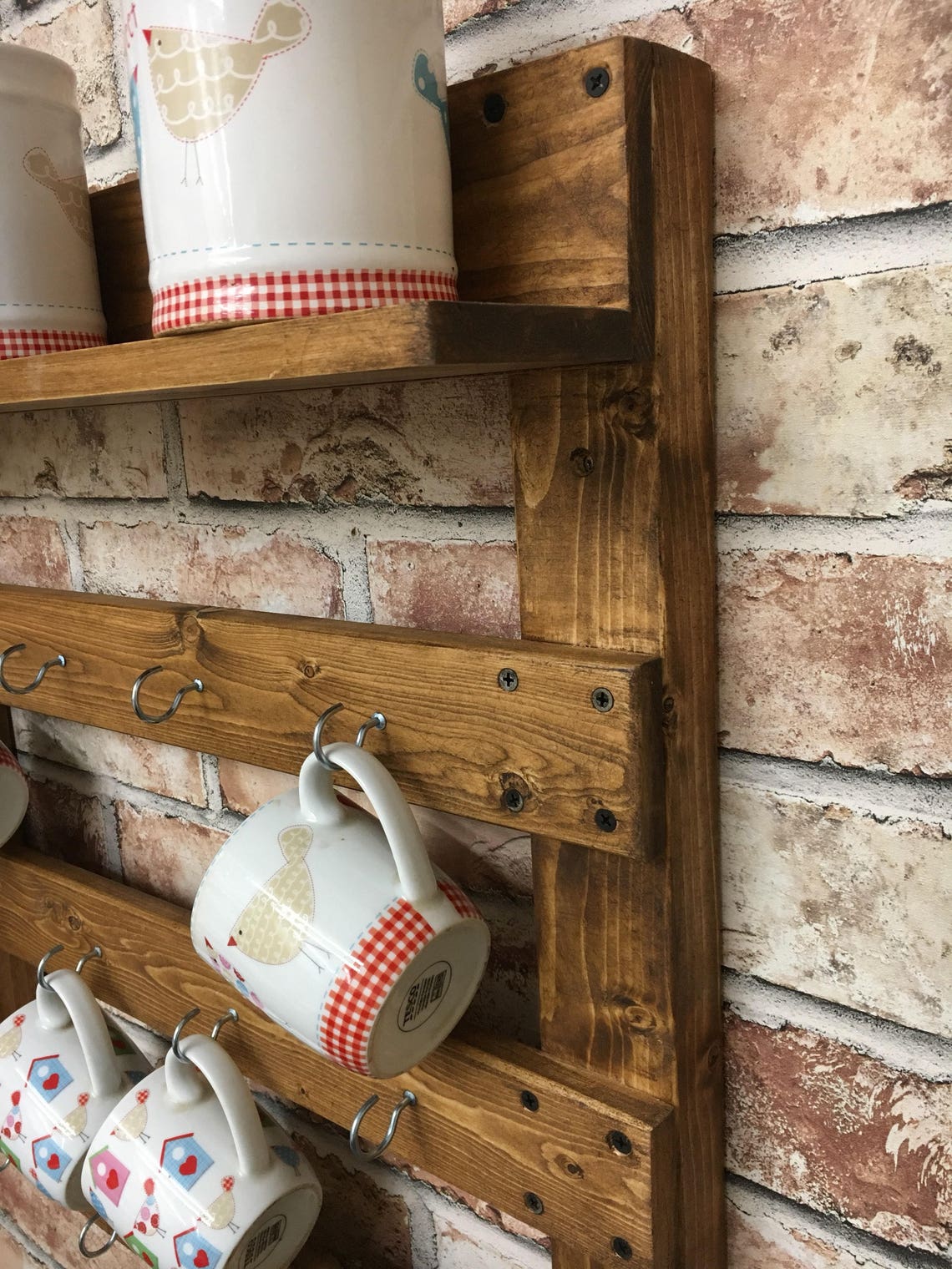 wooden mug rack