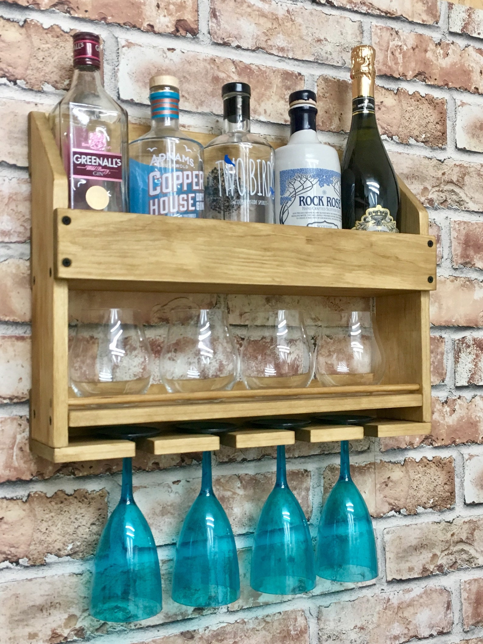 Drinks rack home bar cocktail rustic wall mounted Etsy