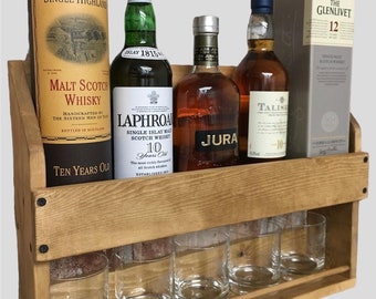 Whisky Rack, Drinks Rack, Whisky Gift,  Mother's Day, Gift for him, Dad Gift, Husband Gift, Housewarming, Anniversary, Man cave, Rustic