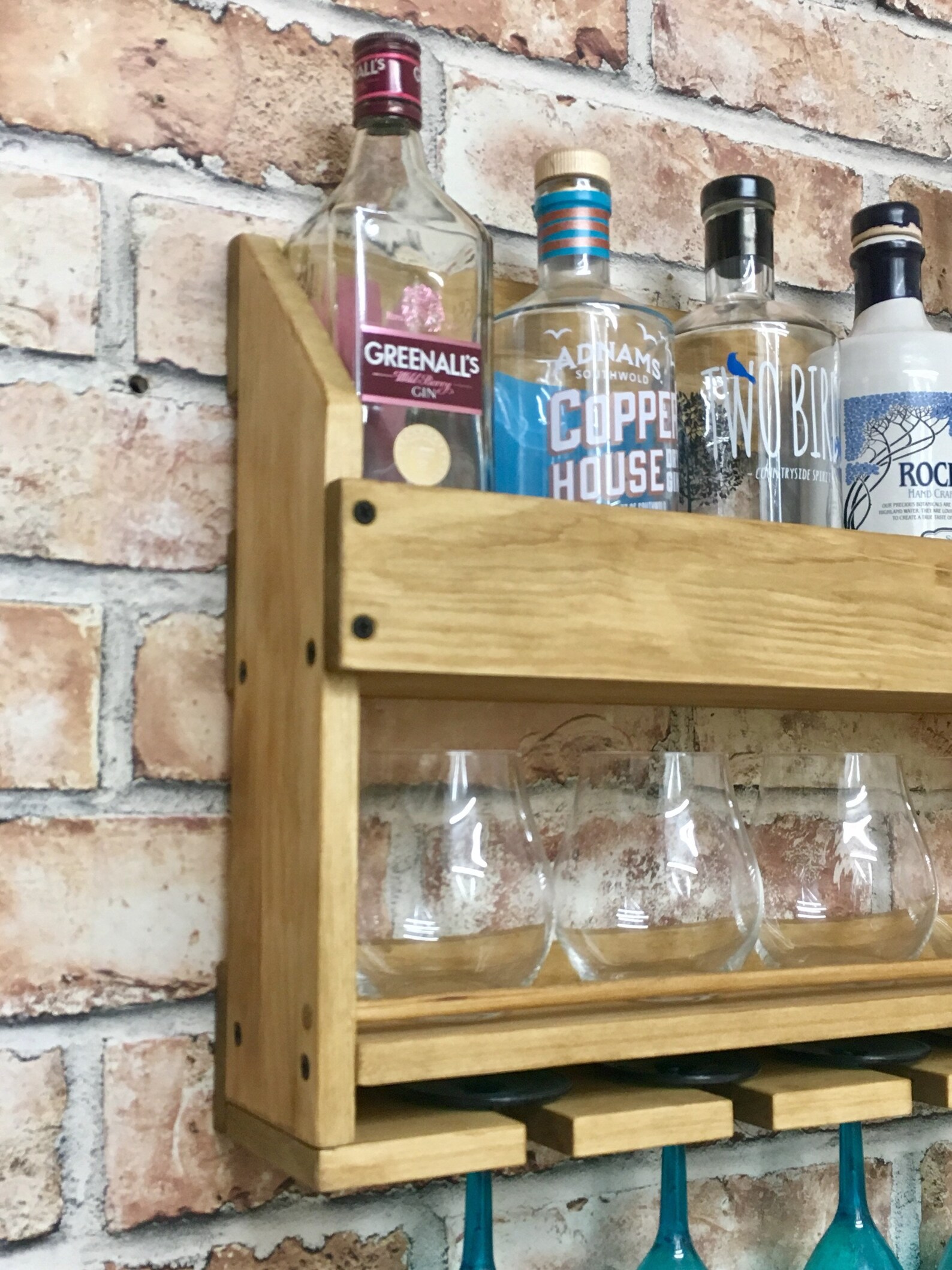 Drinks rack home bar cocktail rustic wall mounted Etsy