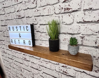 Rustic Wooden Floating Shelf . Solid wood shelving. Handcrafted sustainable wood 12cm deep Free Postage