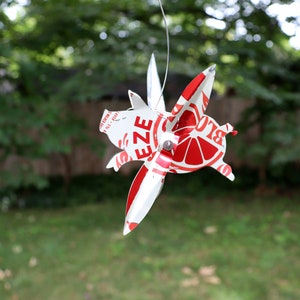 Handcrafted Wind Spinner Whirligig Flying Pig Colorful Kinetic Art Home Garden Porch Decor Recycled Can - Fun Gift!