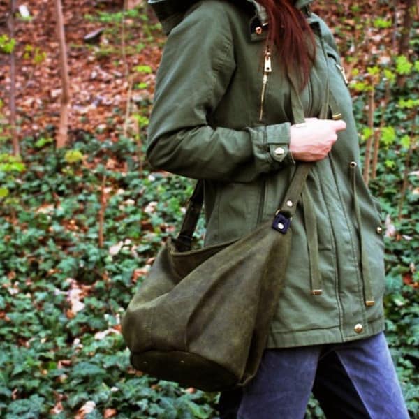 Mini sack vegan bag / boho bohemian hippie ethnic simple green small minimal / crossbody shoulder handbag / casual everyday gift for her