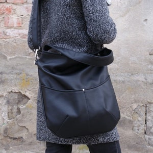 Everyday handbag shoulder bag zipper / fake leather faux leather vegan minimal simple industrial express / black city casual street gift zdjęcie 5