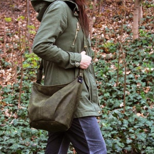 Mini sack vegan bag / boho bohemian hippie ethnic simple green small minimal / crossbody shoulder handbag / casual everyday gift for her image 3
