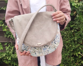 small bag crossbody bag / vegan bag / saddle bag / boho bag / wedding bag / vegan suede / summer bag / beige bag / leafling bag / floral bag