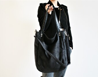 klasIKS black bag / vegan bag / casual simple minimal urban city street / eco fake leather / shopper bag shoulder bag / everyday bag