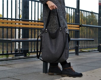 Waterproof klasIKS graphite bag / vegan bag / casual simple minimal city street / eco fake leather / shopper bag shoulder bag / everyday bag