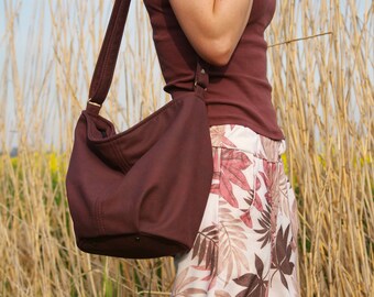 Mini zak vegan tas / bruin bronzen brandewijn / boho boho hippie natuur / crossbody schoudertas handtas / minimale eenvoudige dagelijkse casual