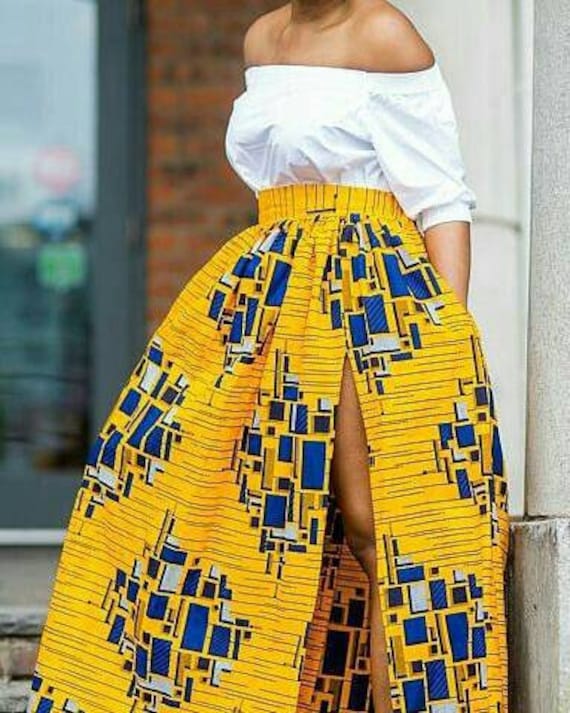 long african print skirt