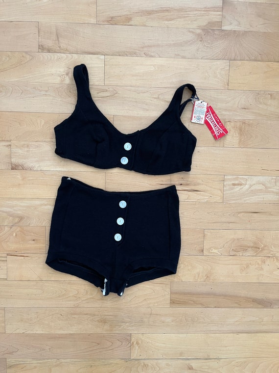 1950's 2-piece bikini swimsuit or playsuit, black… - image 7