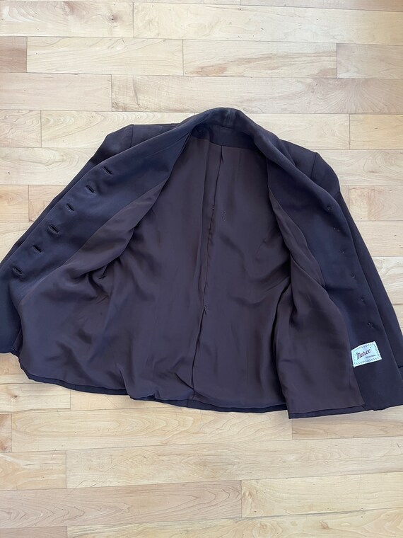Late 1940's deep chocolate brown blazer jacket w/… - image 9