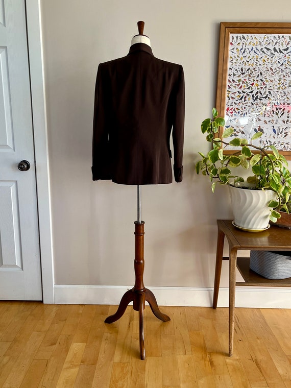 Late 1940's deep chocolate brown blazer jacket w/… - image 6