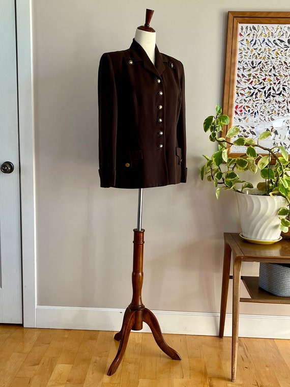 Late 1940's deep chocolate brown blazer jacket w/… - image 5