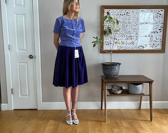1950’s 5-piece purple velvet skirt set, full skirt & pencil skirt, matching s/s top two belts deadstock Bobbie Brooks pristine size XS/S