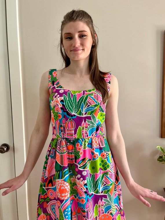 1970's tank dress amazing super bright psychedeli… - image 6