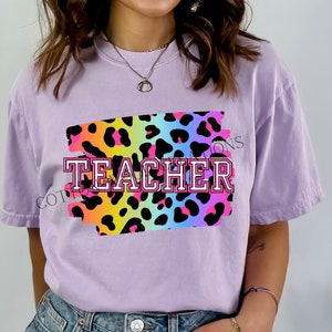 Teacher Design - Leopard Print - Lisa Frank Inspired - PNG JPEG Digital Download Only