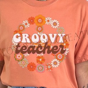 Groovy Teacher - Peace Sign- PNG JPEG Digital Download