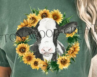 Sunflower Cow - Fall Design - PNG JPEG Digital Download Only