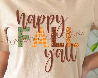 Fall Design - Happy Fall Yall- PNG JPEG Digital Download