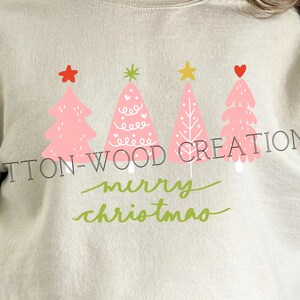 Pink Christmas Trees Doodle- PNG JPEG DTF Sublimation Design