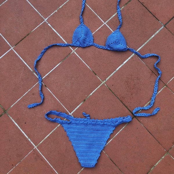 Blue Crochet Bikini Etsy