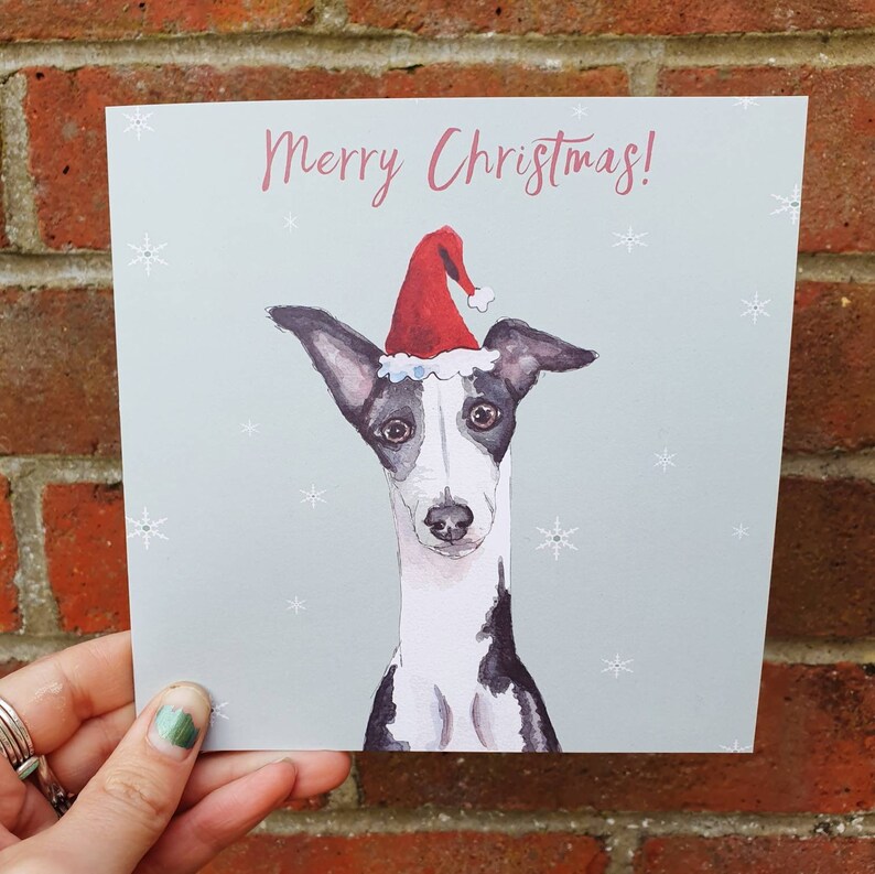 Greyhound Christmas card Dog Christmas Card Greyhound card Etsy