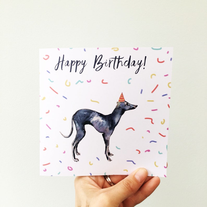 Whippet Card Dog Birthday Card Dog Card Happy Birthday Dog Etsy