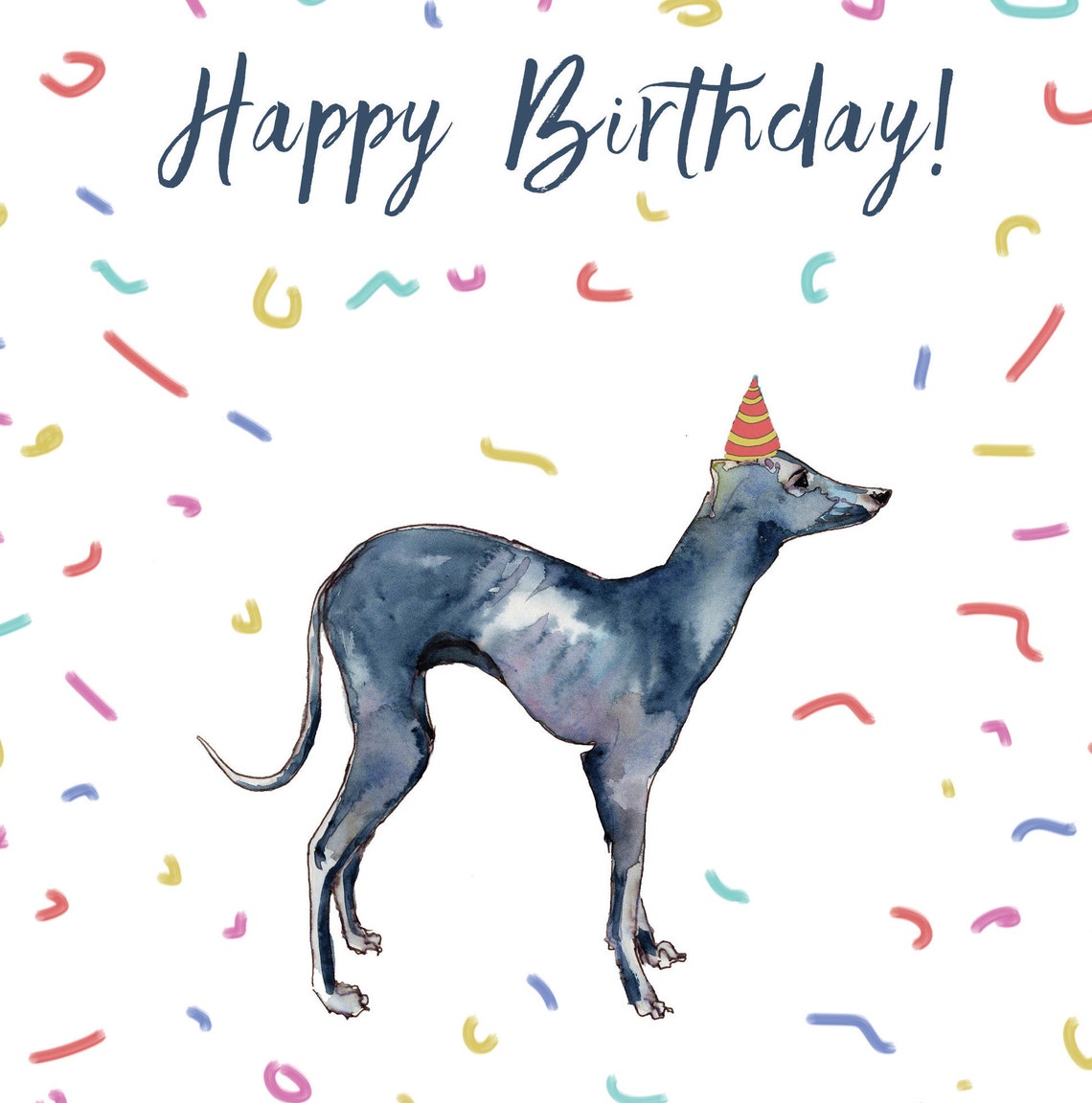 Whippet Card Dog Birthday Card Dog Card Happy Birthday Dog Etsy