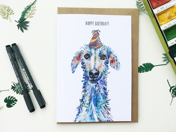 Hairy Lurcher Card A5 Card Dog Birthday Card Birthday Card Etsy